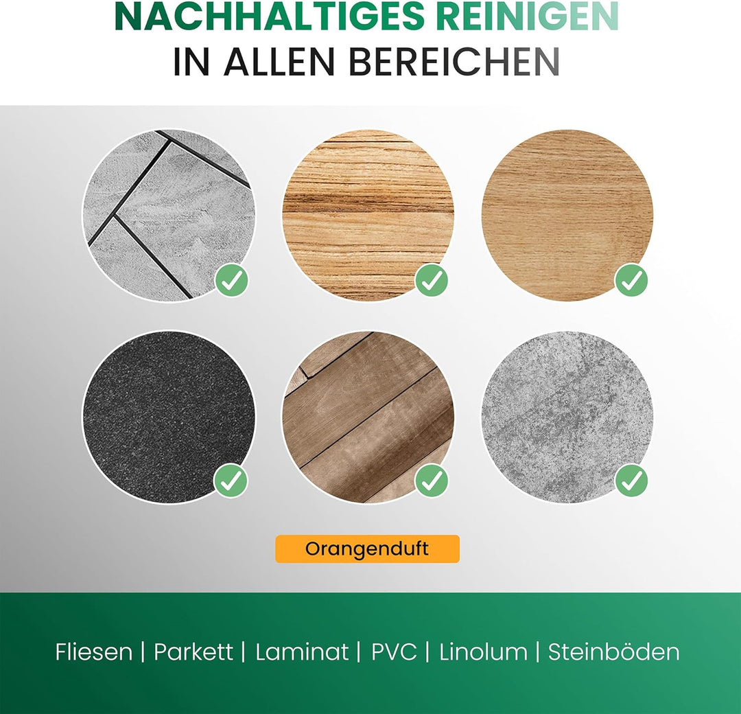 BiOHY Reinigungsmittel für Saugwischer mit Orangenduft (6 x 1 Liter) | 1:200 Konzentrat für alle Nas