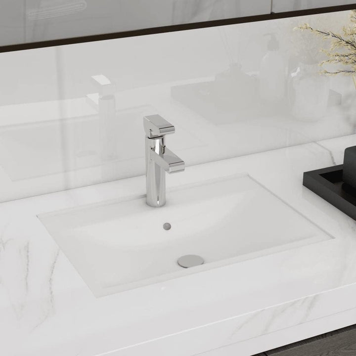 vidaXL Waschbecken Keramik Hahnloch Waschtisch Aufsatzwaschbecken Waschschale
