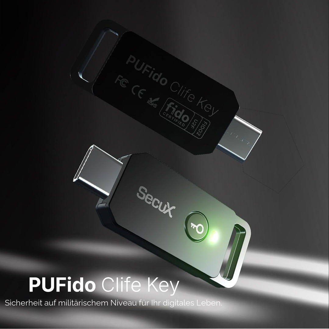 SecuX PUFido USB-C-Sicherheitsschlüssel mit PUF-Technologie, FIDO2/U2F-zertifiziert, Hardware-geroot