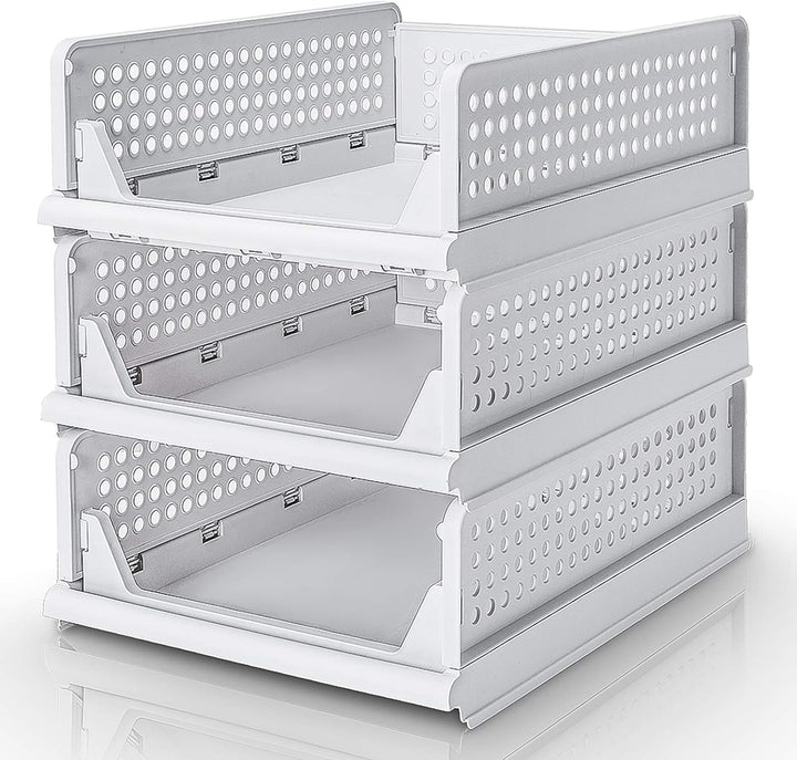 Yorbay Schubladenbox, 3er Set, Stapelbare Kleiderschrank Organizer, Regal Aufbewahrungsbox, Trennwan