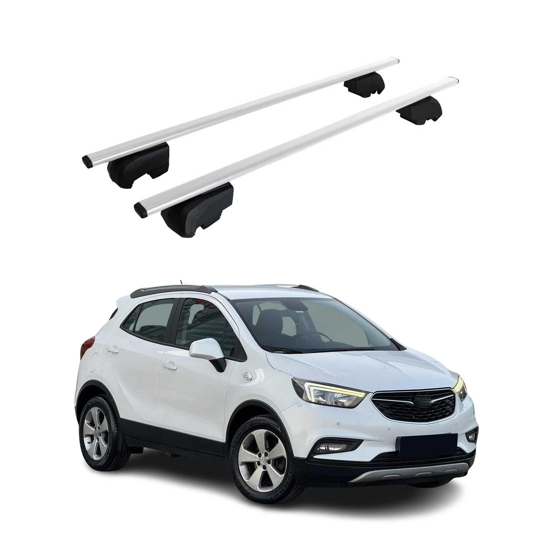 Dachträger Gepäckträger kompatibel mit Opel Mokka X 2015-2023 Grundträger TÜV ABE Silber 2X Mokka X