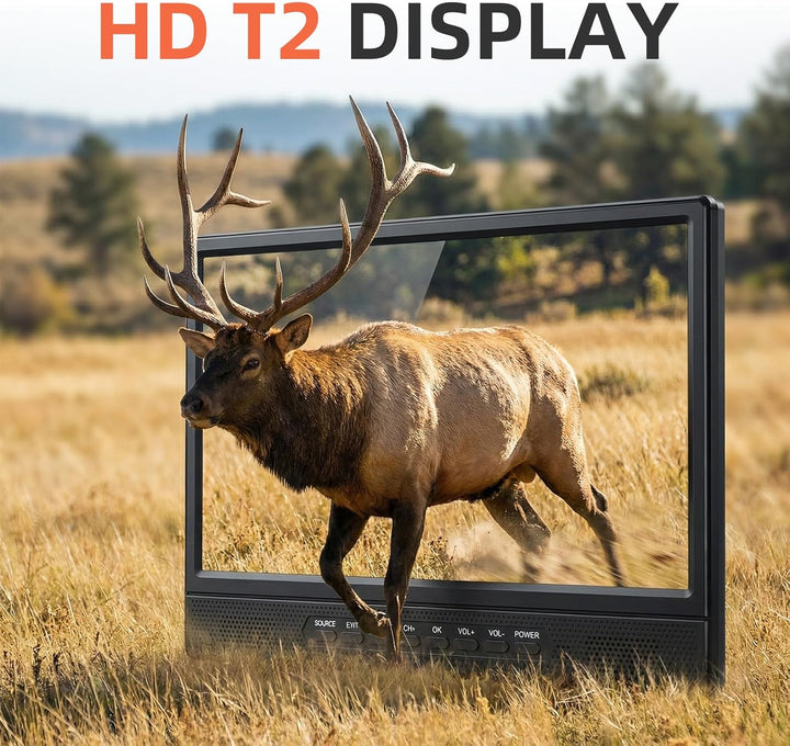 DESOBRY 12 Zoll Tragbarer Smart TV mit Android, Mini Fernseher für Küche, Caravan, Camping, HDMI USB