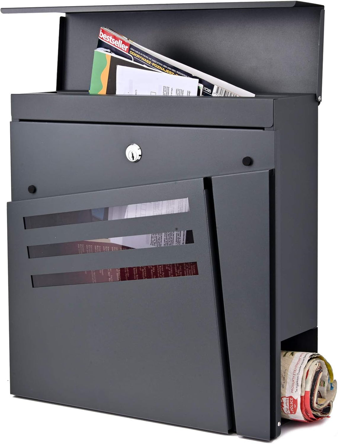 Verda Briefkasten mit Zeitungsfach, 2X Schlüssel, Postkasten Designer Wandbriefkasten, individueller