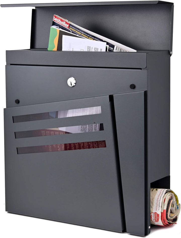 Verda Briefkasten mit Zeitungsfach, 2X Schlüssel, Postkasten Designer Wandbriefkasten, individueller