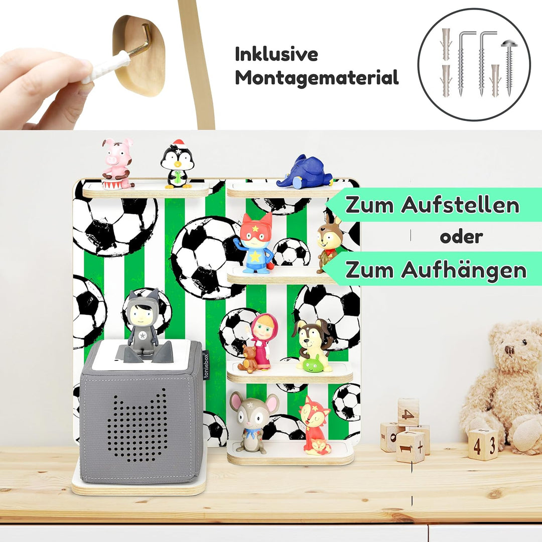 stadtecken Holzregal für Musikbox – Passend für Toniebox & ca. 40 Tonies | Perfekte Aufbewahrung für