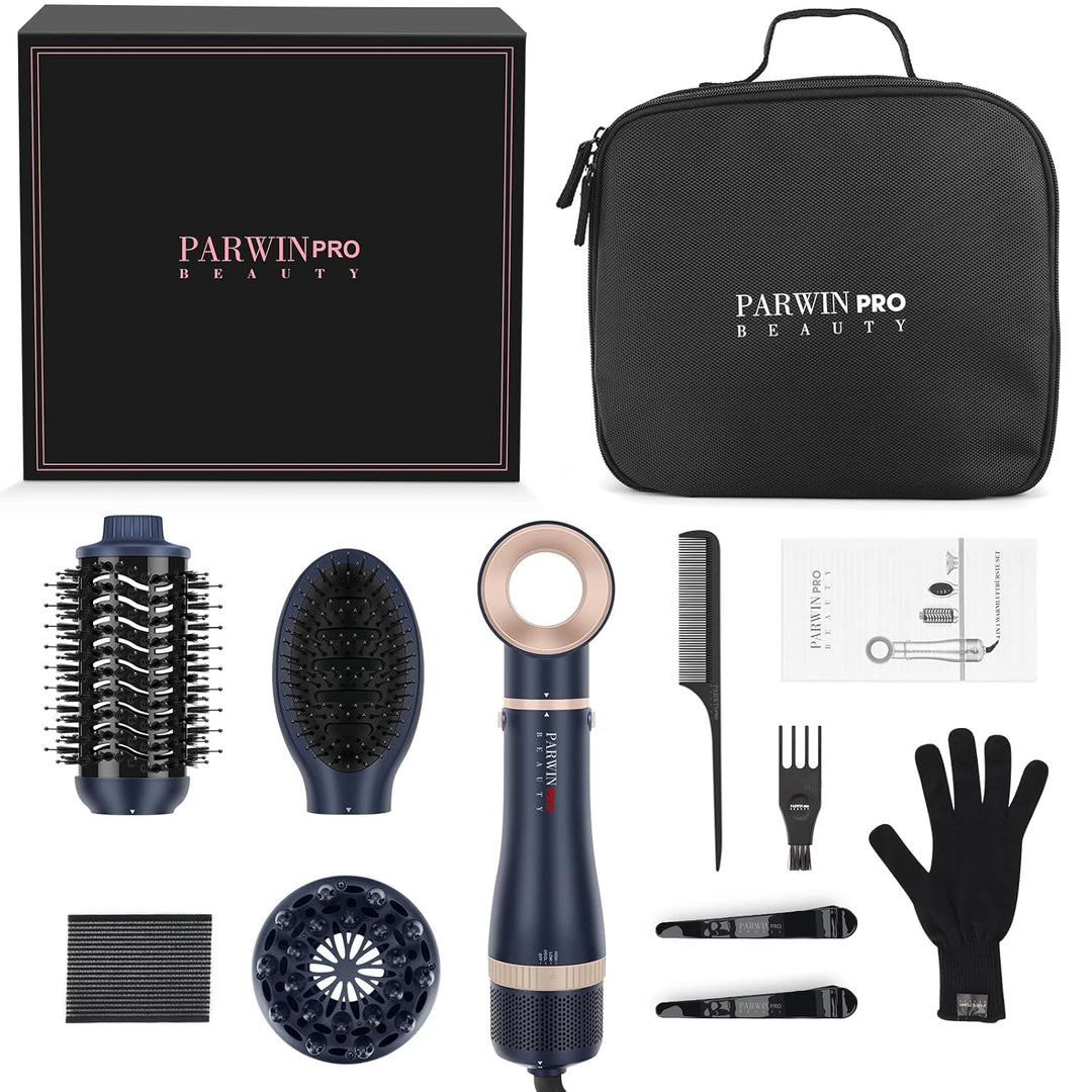 4 IN 1 Haartrockner Warmluftbürste Set, PARWIN PRO BEAUTY Styler-Set, Föhnbürste mit 4 Aufsätze zum