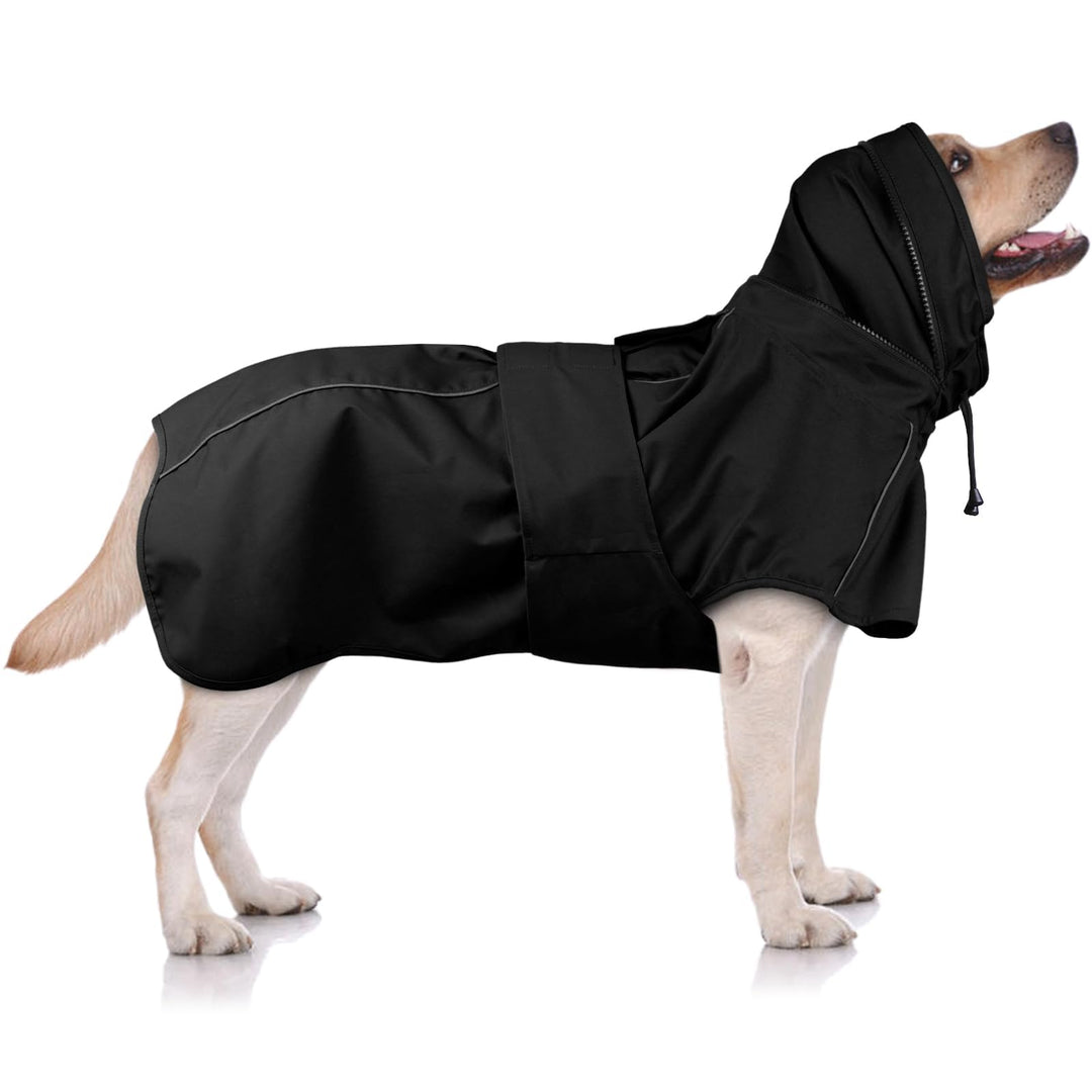 Hunde-Regenmantel – wasserdicht und reflektierend, verstellbare Passform mit Loch für die Leine und