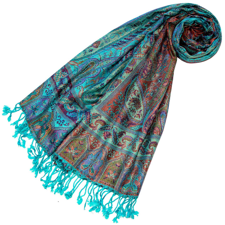 Lorenzo Cana - Pashmina Schal Schaltuch, Stola aus Naturfaser, opulentes Paisley Muster in harmonisc