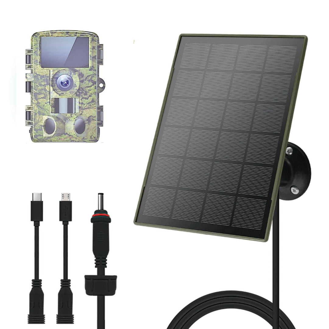 1Pack Solarpanel,3W/5V,Trail-Kameras,6000mAh Li-Ionen-Akku,Micro-USB/Typ-C/DC,Schnittstellen,IP66,ko