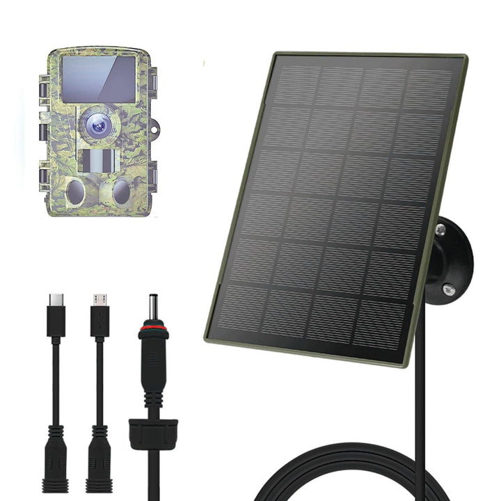1Pack Solarpanel,3W/5V,Trail-Kameras,6000mAh Li-Ionen-Akku,Micro-USB/Typ-C/DC,Schnittstellen,IP66,ko