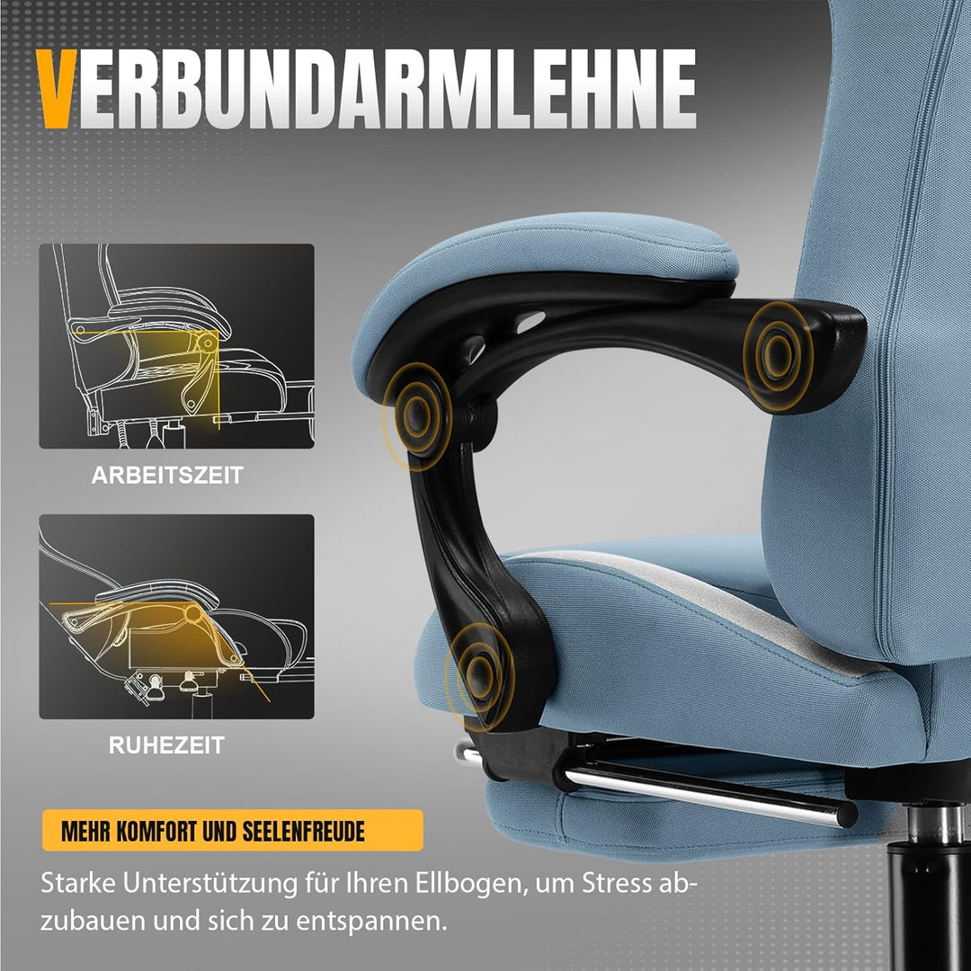 GTPLAYER Gaming Stuhl, Gamer Stuhl, Atmungsaktiver Bürostuhl aus Hochwertigem Stoff, Ergonomischer P