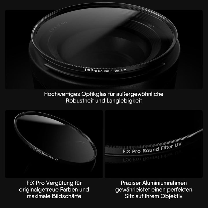 Rollei F:X Pro Rundfilter (82 mm, UV-Filter) Schraubfilter aus Gorilla®* Glas mit hoher Farbtreue un