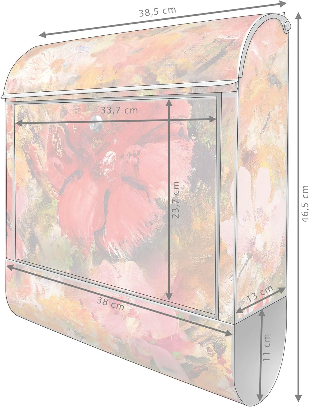 banjado Design Briefkasten personalisiert 38,5x46,5x13cm & 2 Schlüssel - Briefkasten Stahl Weiss Zei