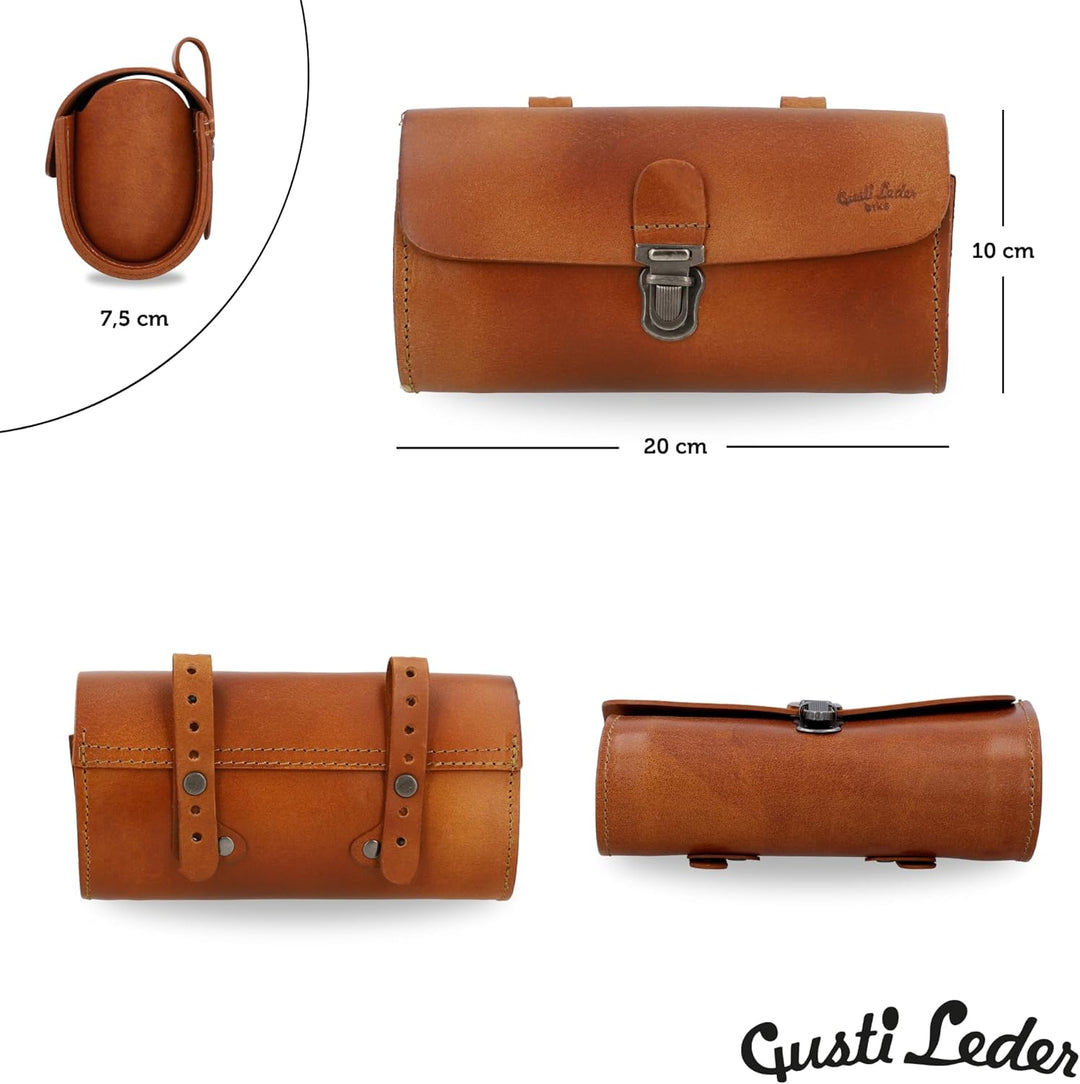 Gusti Leder - Marti Satteltasche Lenkertasche Fahrradtasche Ledertasche Vintage Braun Leder