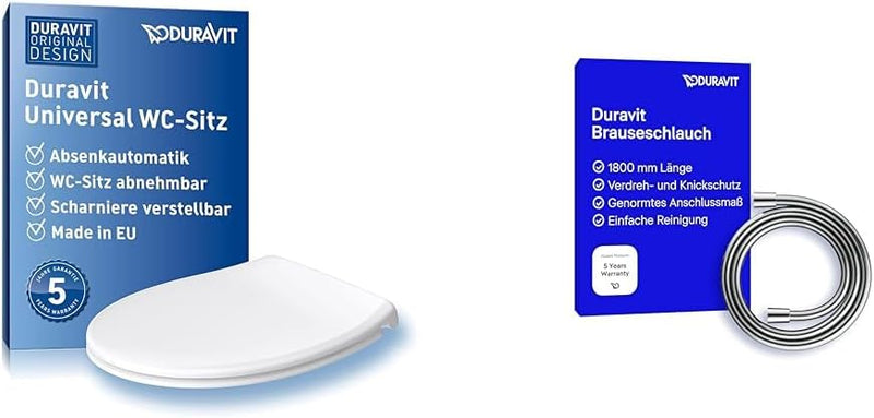 Duravit Universal Toilettendeckel mit Absenkautomatik, WC Sitz Quick Release & Universal Brauseschla