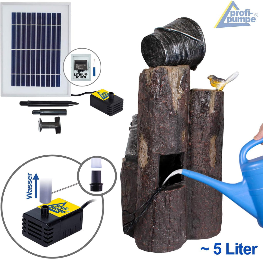 Gartenbrunnen Solarbrunnen Brunnen Vogelbad Wasserfall, Gartendeko mit Pumpe, Wasserspiel für Garten