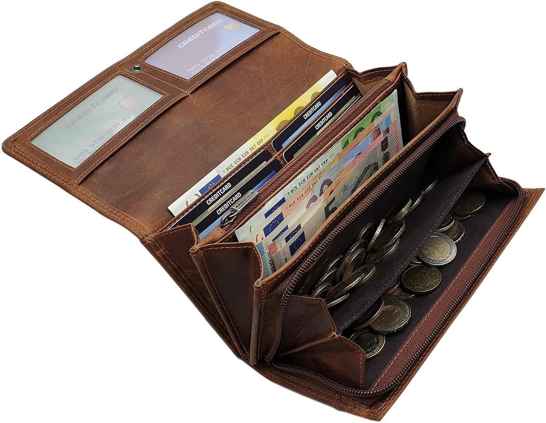Grosse Rindleder Damen Geldbörse/Geldbeutel/Portemonnaie/Geldtasche mit Schmetterling-Motiv oder ohn