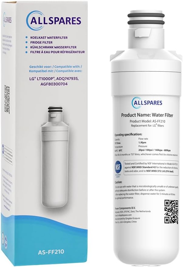 AllSpares Wasserfilter für Kühlschrank geeignet für LG LT1000P / AGF80300704 / ADQ74793501 (2 Stück)