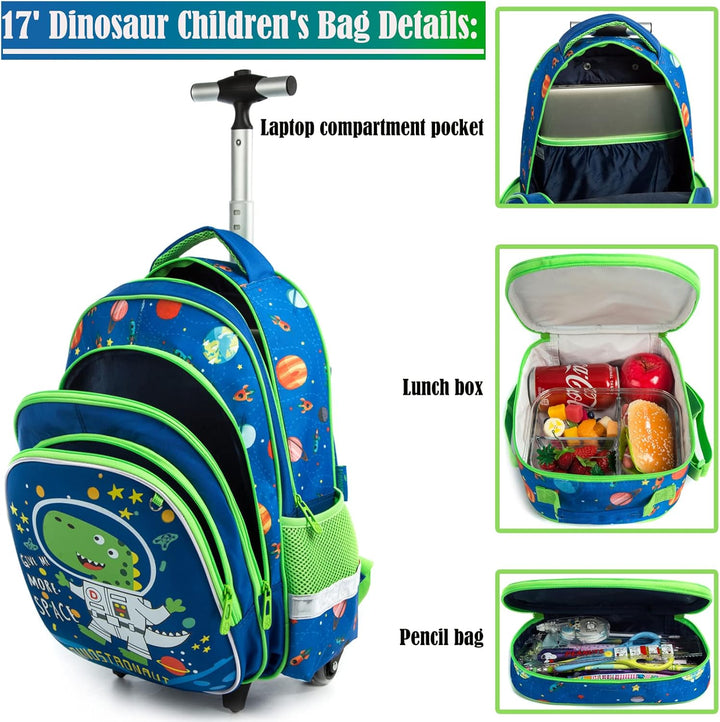 Rucksack Junge Schulranzen Trolley Schulrucksack Mädchen Teenager 3PCS 17” Kinder Schultrolley Geeig