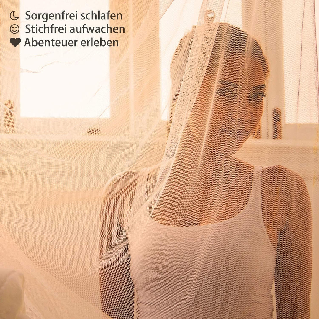 Outdoro Moskitonetz inklusive Klebehaken für Zuhause und Reisen extra-gross für Doppelbett & Einzelb