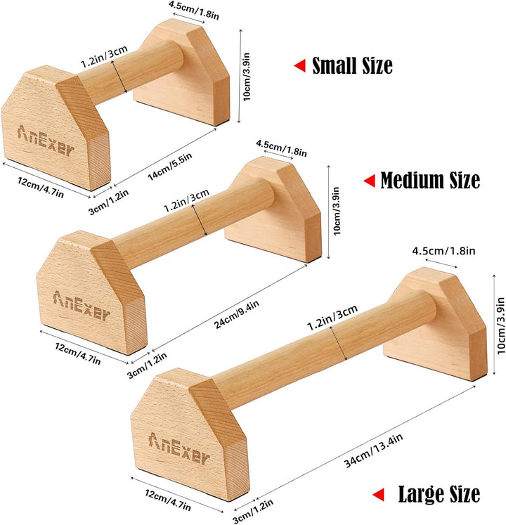 Liegestützgriffe Holz Parallettes Handstand Griffe für Calisthenics, Rutschfeste Push up Bars Joint-