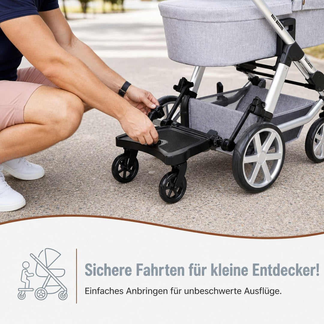 Set ABC Design Trittbrett Kiddie Ride On 2 mit Stoffwindel von Kinderhaus Blaubär | Mitfahrbrett uni