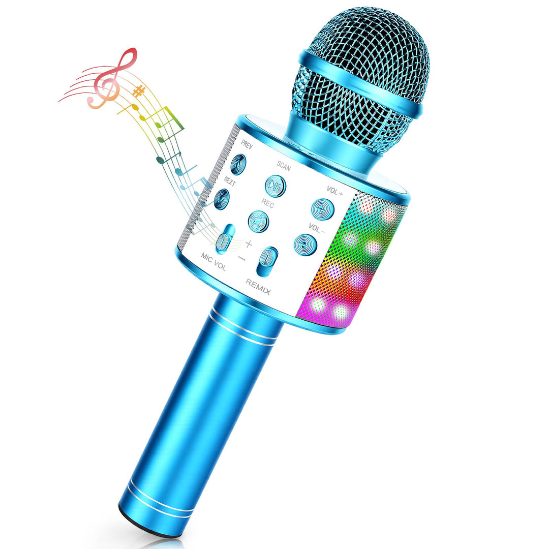 Karaoke Mikrofon Kinder, Drahtloses Bluetooth Mikrofon mit LED, Geschenke Mädchen Teenager Mädchen J