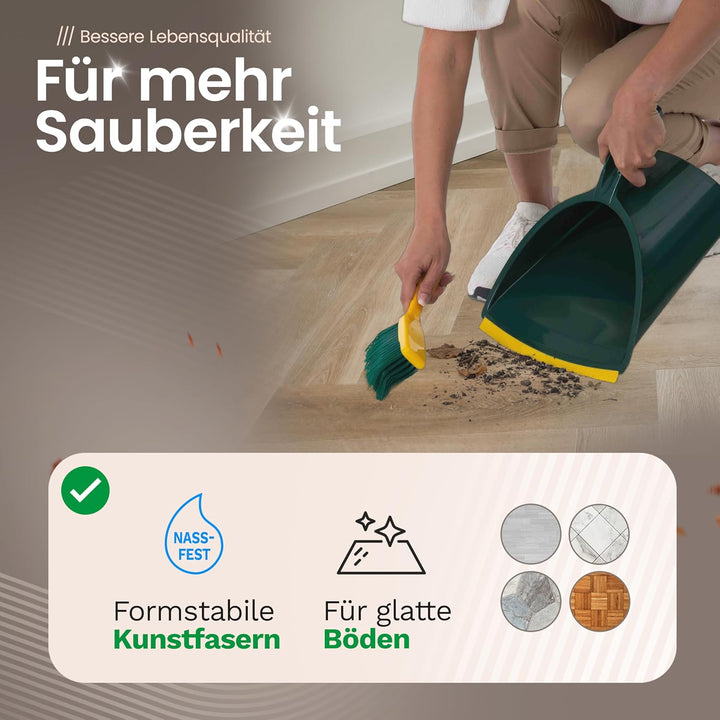 Novaliv Kehrgarnitur Jumbo Krallengarnitur 2-TLG Set Kunststoff Grün Gelb Gebogene Borsten Kehrset K