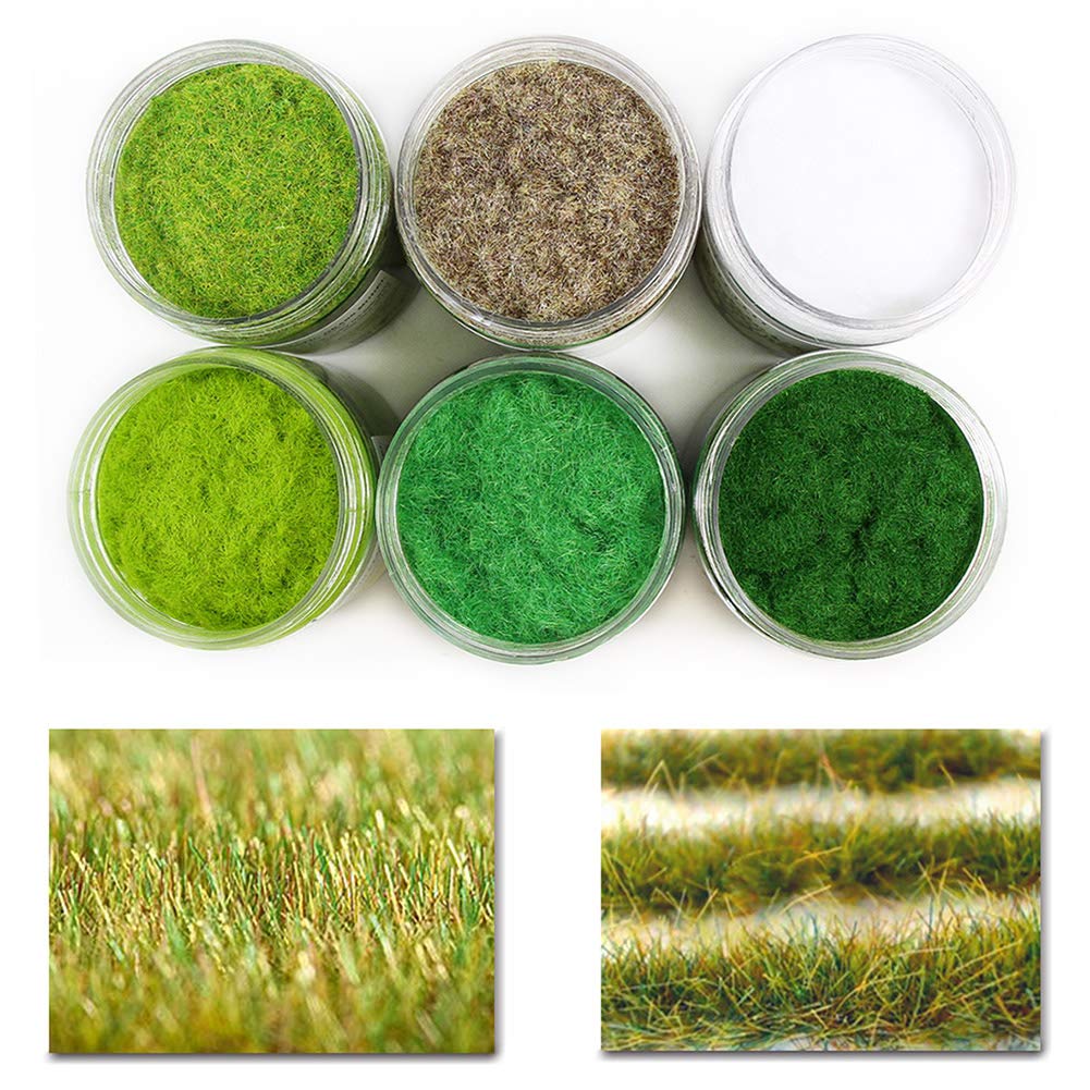 6 Flaschen*35g 2-3 mm Streugras Wiese modellbahn lanschaft Static Grass Powder Modell Rasen Layout G