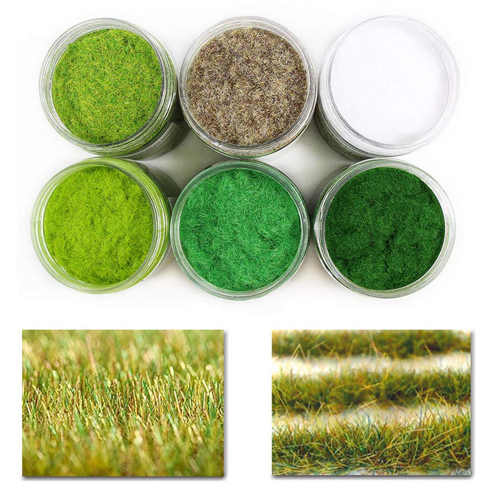 6 Flaschen*35g 2-3 mm Streugras Wiese modellbahn lanschaft Static Grass Powder Modell Rasen Layout G