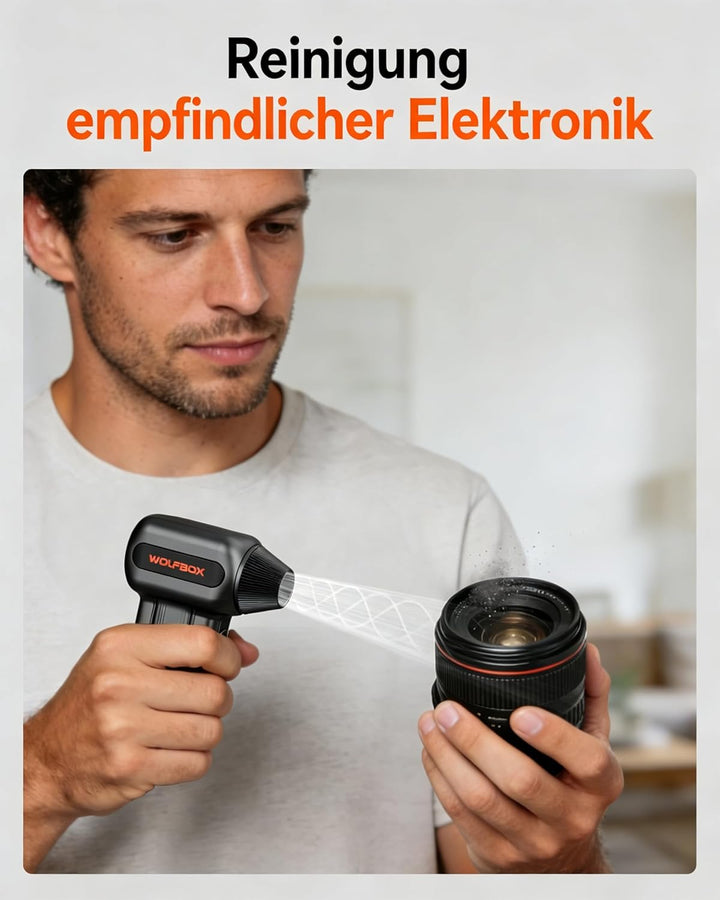 WOLFBOX MF60 Elektrische Staubgebläse 110000 RPM, Druckluftspray Alternative, Kabelloser Air Duster