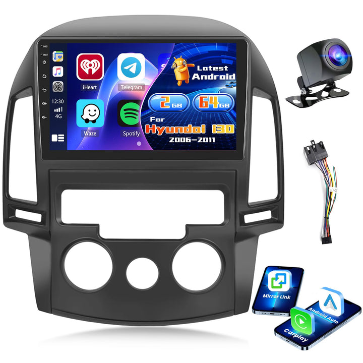 Radio für Hyundai i30 2006-2011 Android 15 2+64G mit Wireless CarPlay Android Auto, 9 Zoll Bildschir