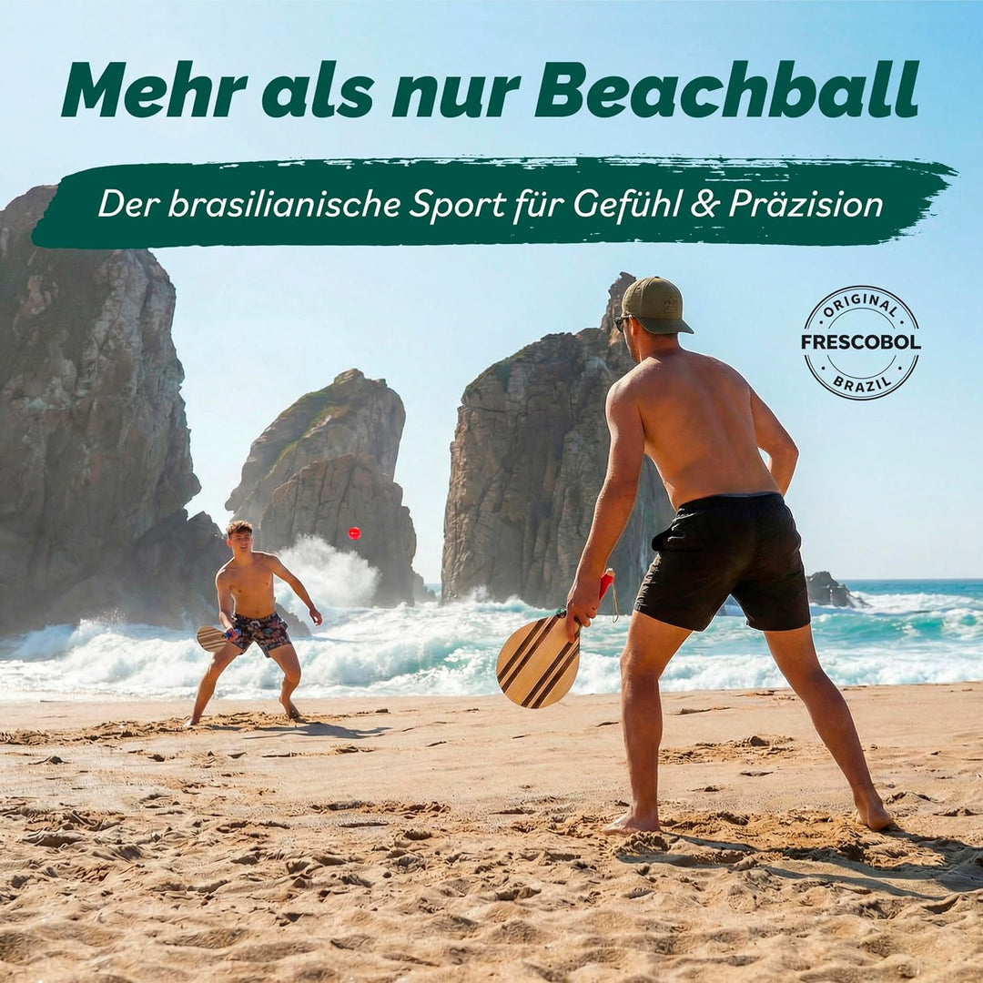 two46 Beachball Set - Frescobol l Der Trendsport aus Brasilien - Handgefertigte Schläger aus Holz (i