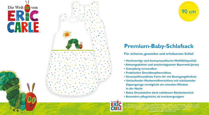 Herding RAUPE NIMMERSATT Baby-Schlafsack, 70 cm, Seitlich umlaufender Reissverschluss und Druckknöpf
