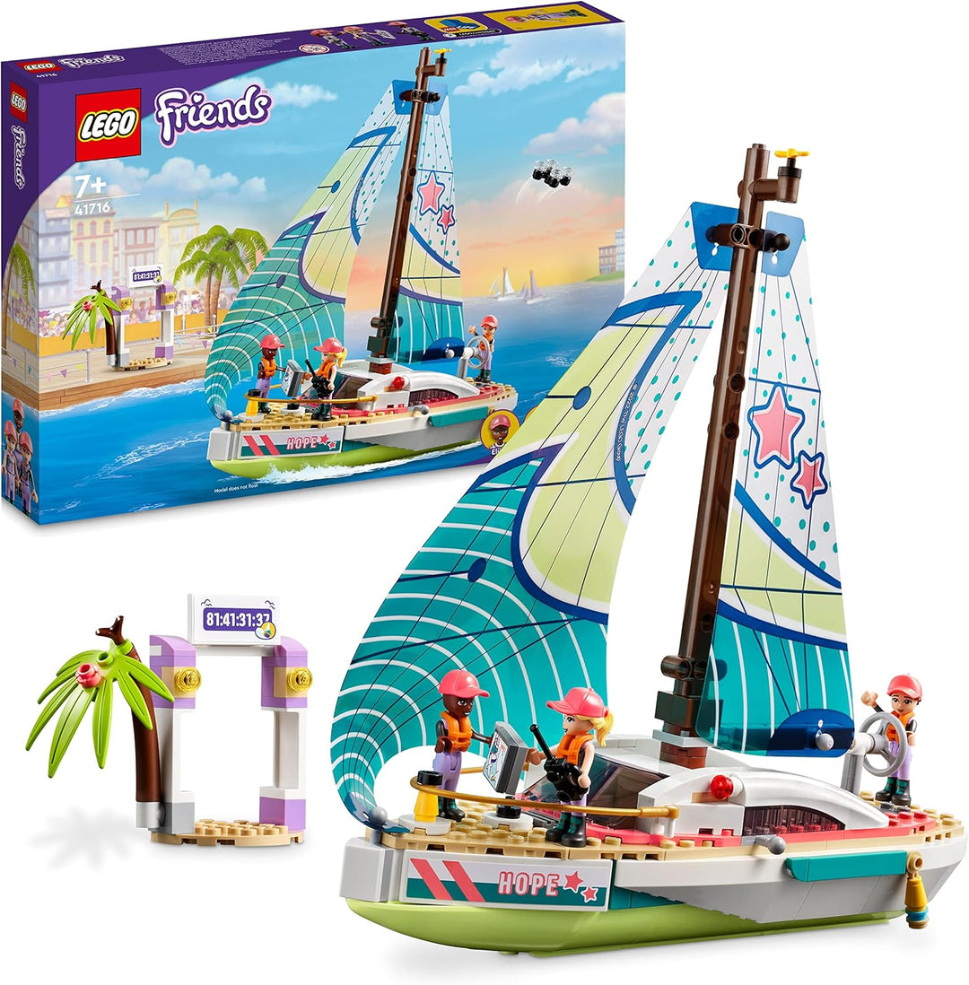 LEGO 41716 Friends Stephanies Segelabenteuer Spielzeug-Segelboot mit 3 Mini-Puppen, Geschenk für Kin