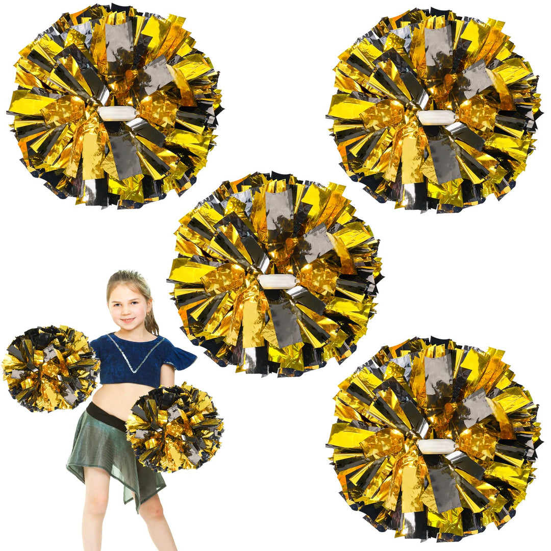 4 Stück verbesserte 30,5 cm metallische Cheerleader-Pompons, HOLENGS Cheerleader-Pompons für Kinder