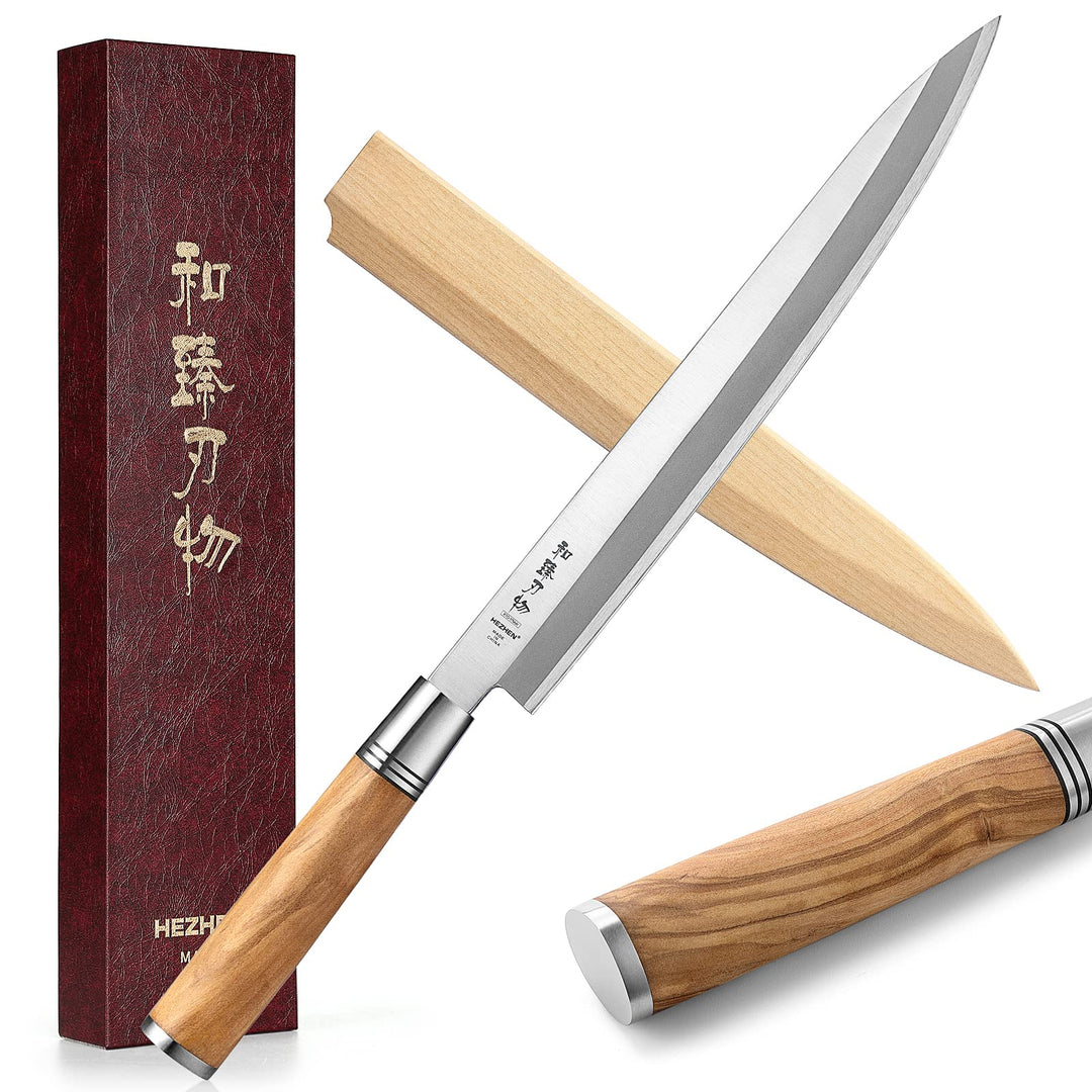 HEZHEN- 270mm Yanagiba-Messer,Japanischer Stil Schmieden von Stahl Sashimi-Messer,Sushi-Messer Filet