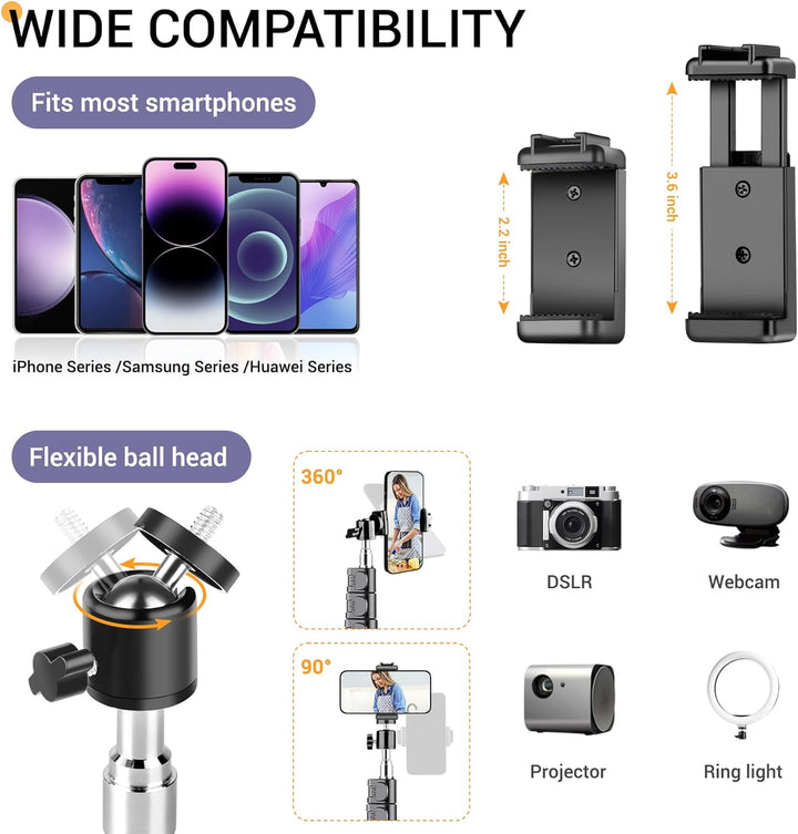 Victiv 224cm Hoch Handy Stativ, Schwerlast Flexibel Overhead Stativ für Kamera mit 35cm Verstellbare