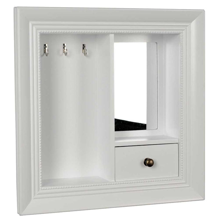 HAB & GUT -JB004- Wandkonsole mit Spiegel und Schublade für Schmuck in weiss 40x40, Utensilo Schmuck
