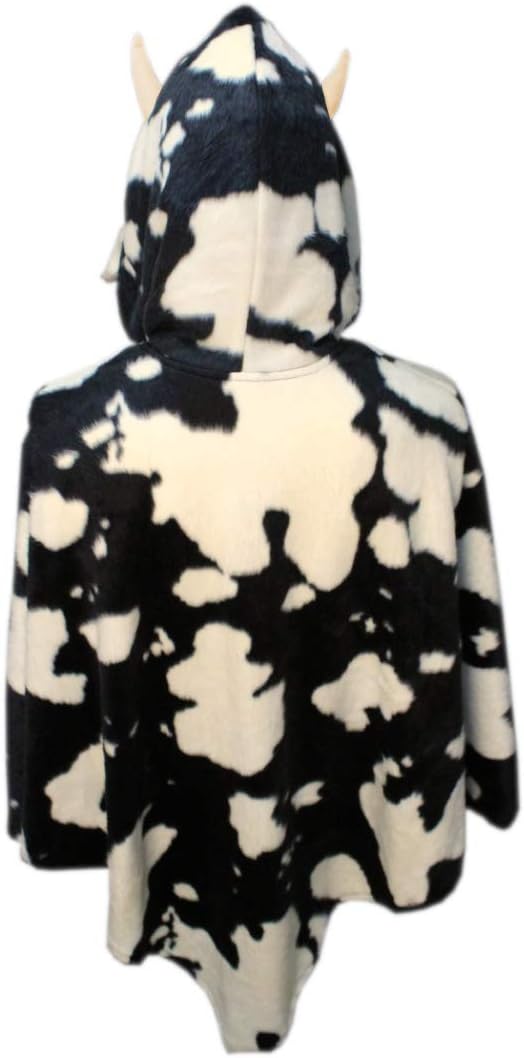 KarnevalsTeufel Erwachsenenkostüm Poncho Kuh in schwarz-weiss mit Kapuze in Einheitsgrösse Kuhfellmu