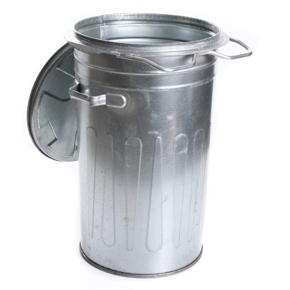 rg-vertrieb Mülltonne 110L verzinkter Stahl Müllbehälter mit Deckel und festen Rädern – robuste Abfa