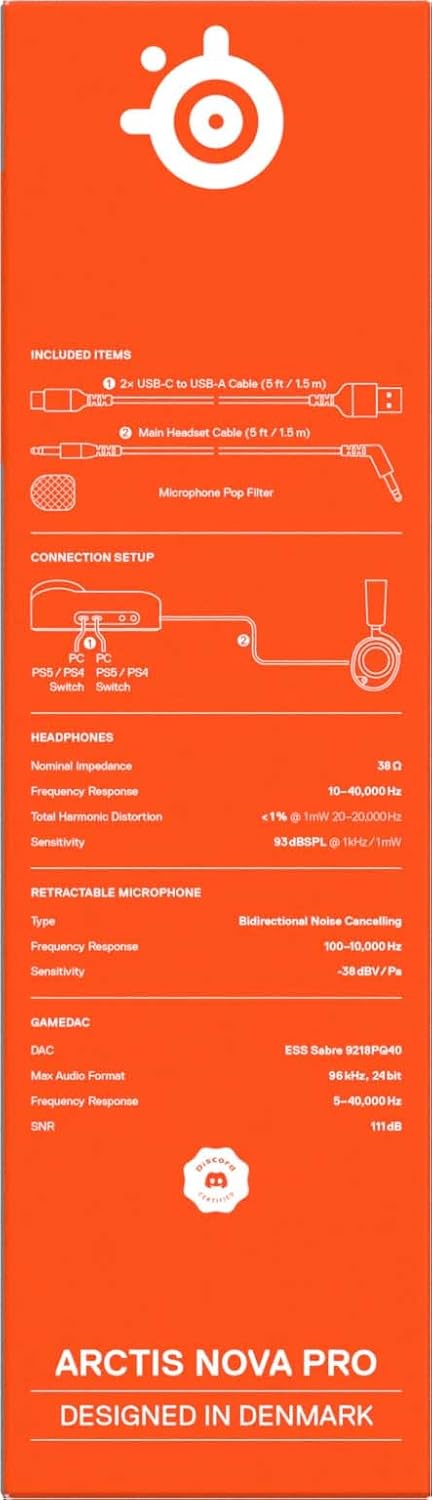 SteelSeries Arctis Nova Pro - Multi-System Gaming-Headset – Hi-Res Audio – 360° Surround-Sound – Gam