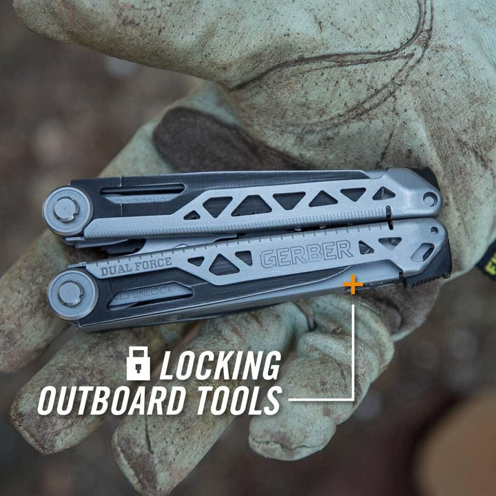 Gerber Multi-Tool mit 12 Funktionen, Dual Force, Inklusive Holster, Mit Einhandöffnung und Frame-Loc