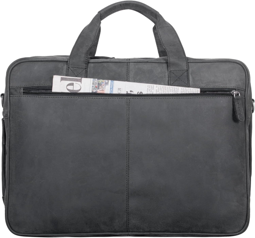 STILORD 'Gigantus' XXL Aktentasche Leder Laptoptasche 17,3 Zoll bis 19 Zoll Sehr Grosse Umhängetasch