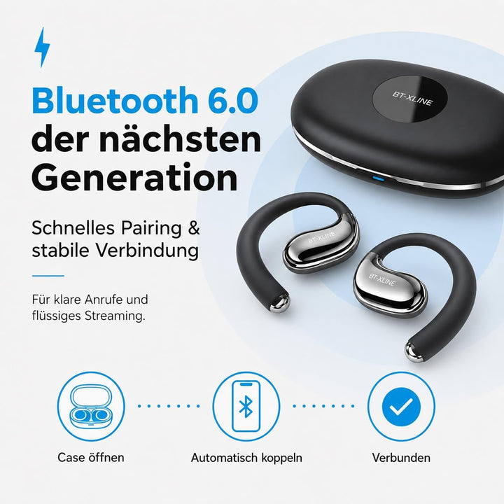 Micool Open-Ear Kopfhörer Bluetooth 6.0, Clip-On Ohrhörer Kabellos mit 36H Spielzeit, Geräuschreduzi