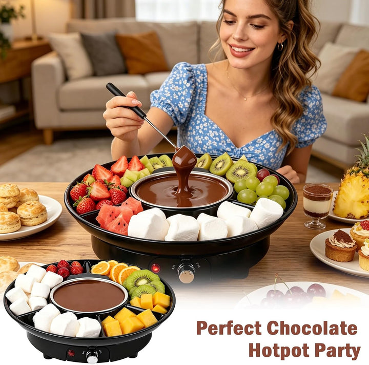 Schokofondue, Schokoladenfondue, Elektrisches Schokofondue, Schokoladen Fondue Mit 4 Gabeln Und Serv