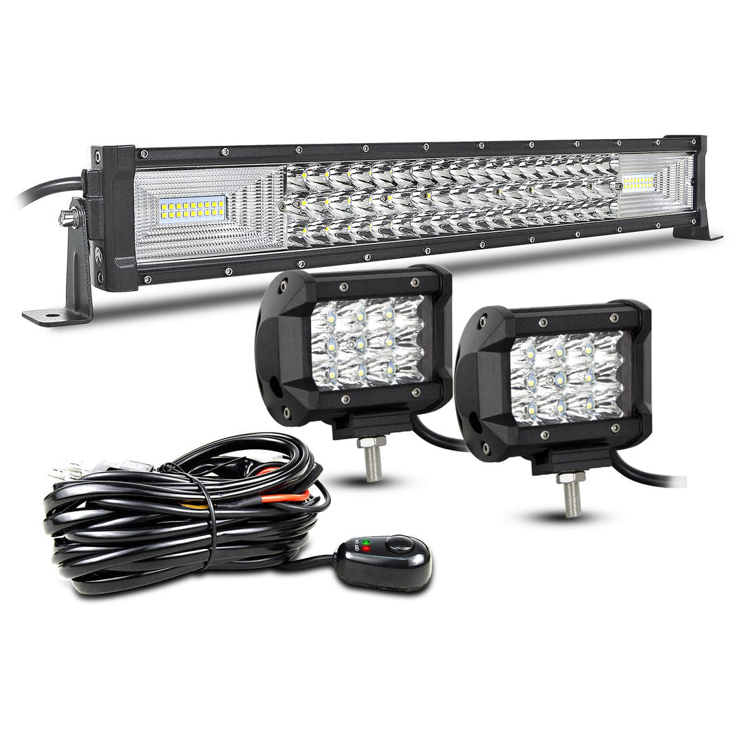 AUXTINGS LED Zusatzscheinwerfer Scheinwerfer mit 3 Reihen 56 cm 270W LED Nebelscheinwerfer + 10cm le