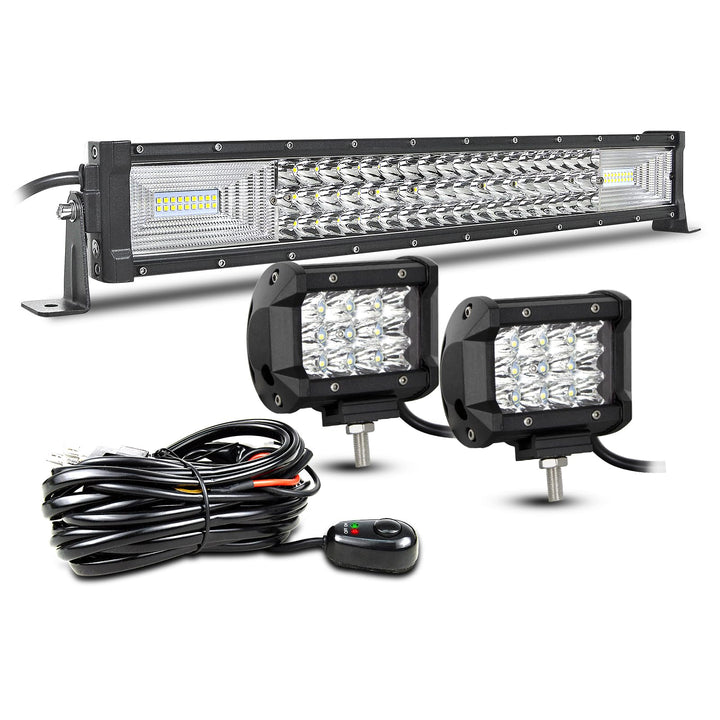 AUXTINGS LED Zusatzscheinwerfer Scheinwerfer mit 3 Reihen 56 cm 270W LED Nebelscheinwerfer + 10cm le