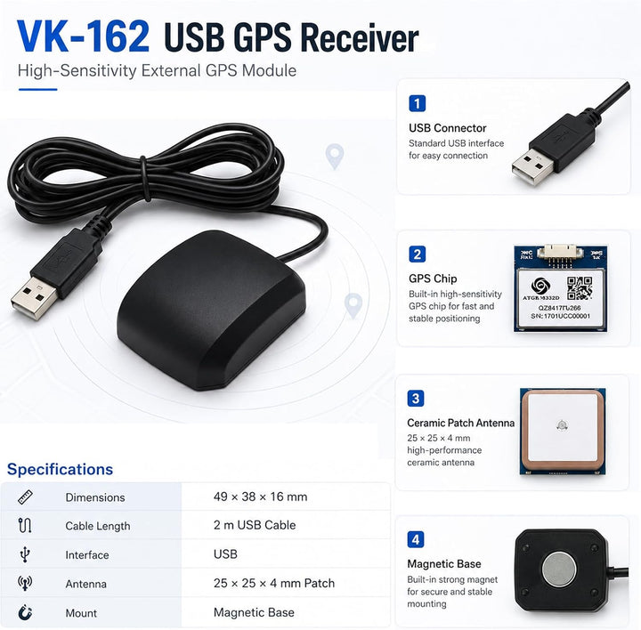 VK-162 G-Mouse USB GPS Dongle Navigationsmodul Externe GPS Antenne Remote Mount USB GPS Empfänger fü
