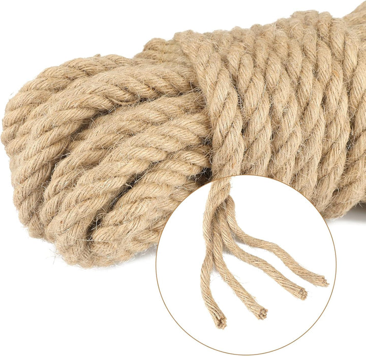 G2PLUS 16mm Dicke Juteseil, 10m Garten Hanfseil, Braun Juteseil zum Katzen Kratzbaum, 16mm Rustikal